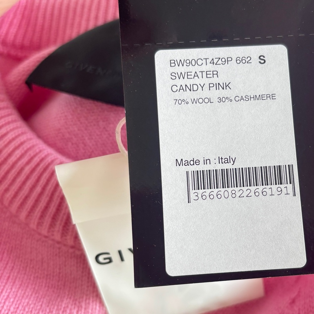 NWT • GIVENCHY • Oversize Pixel Embroidered Wool & Cashmere Sweater • Candy Pink - Picture 4 of 4